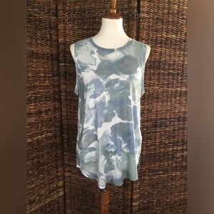 Sleeveless Tie-Dye Tank Top - Blue/White